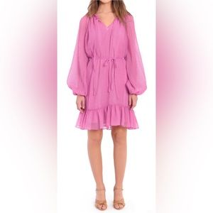 Donna Morgan Split Neck Drawstring Waist Dress